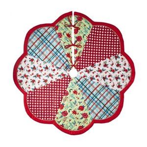The Pioneer Woman Multi-Color Patchwork Scalloped Christmas Tree Skirt 48" NEW